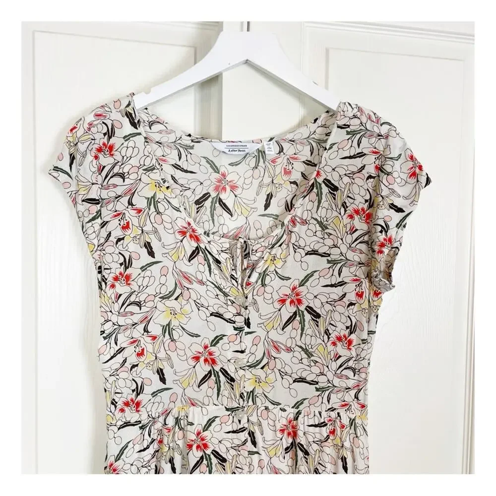 & Other Stories Floral Button Front Midi Dress Cottagecore Boho Sz 8 - Picture 2 of 10